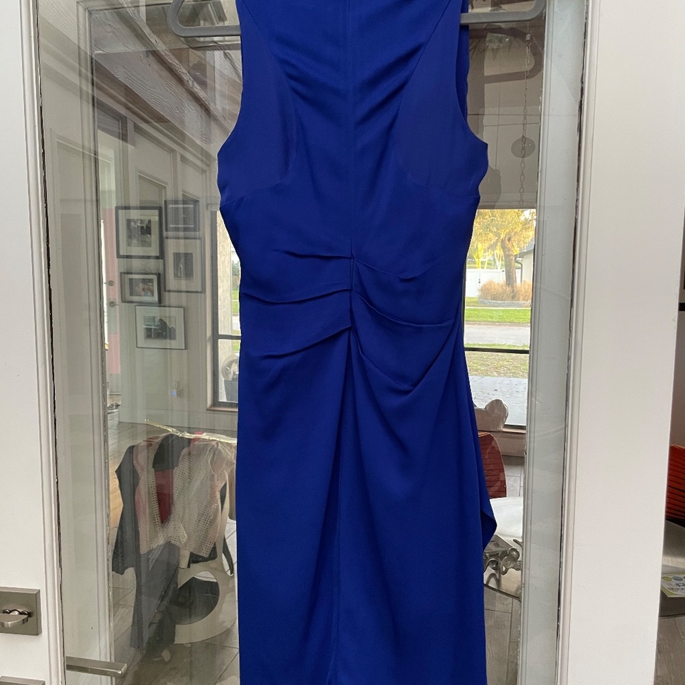 Nicole Miller NY Gold Label Collection RoyalCobalt Blue sleeveless faux-wrap sz6 - Picture 3 of 7